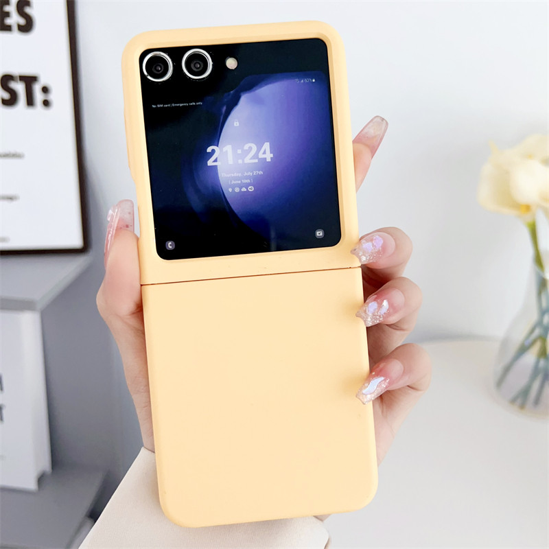 Slim Solid Color Large Window Casing Samsung Galaxy Z Flip 7 6 Flip 7FE Ultra-thin Big Screen Case Skin-friendly Hard PC Shockproof Flip7 Flip7FE Flip6 Cover - Image 3