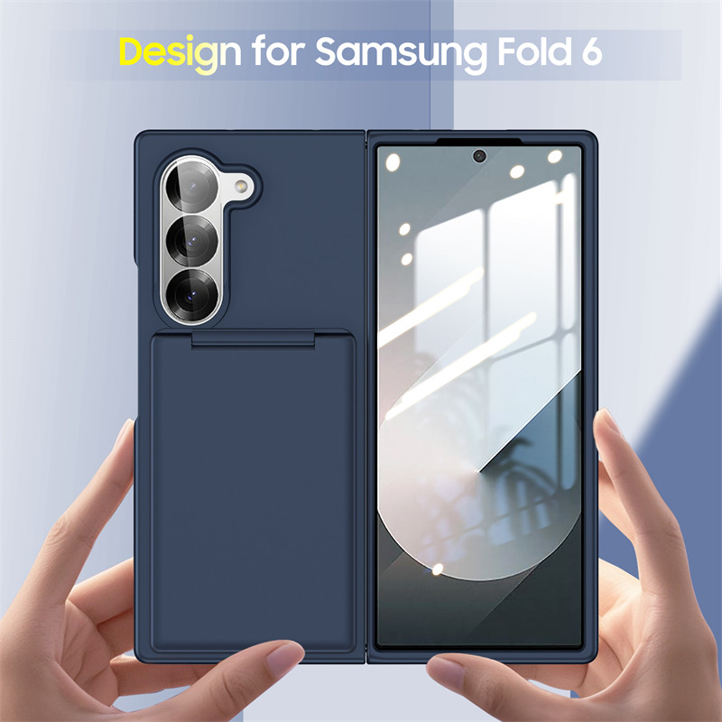 Bumper Matte Casing for Samsung Galaxy Z Fold6 Fold5 Unique Design Slim Plain Simple Z Fold 6 Zfold 5 With Card Slot Bracket Phone Case - Image 2