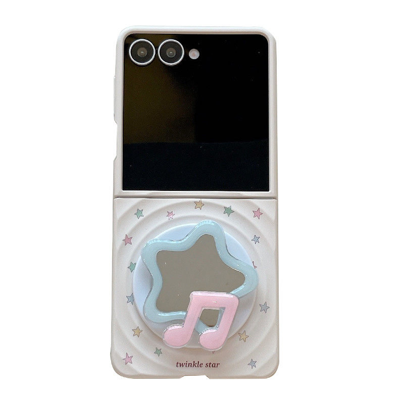 Korean Cute Little Star Magnetic Phone Case For Samsung for Galaxy Z Flip 7 6 5 4 Cover with Stand Girp Chain Kawaii Cases - Image 2