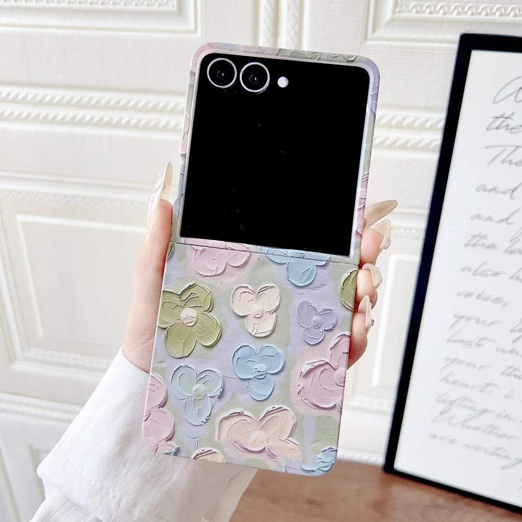 Estheticism Colorful Floating Flower Dopamine Monet Style Series For Samsung for Galaxy Z Flip 7 6 5 4 5G Protective Phone Case - Image 3