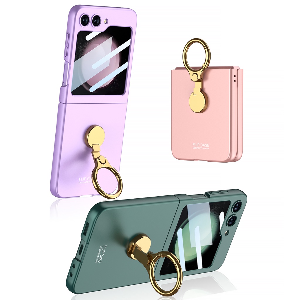 Couple Plain Purity Casing for Samsung Galaxy Z Flip 5 With Ring Holder Samsung Z Flip5 Flip Z 5 Protection Phone Case - Image 3