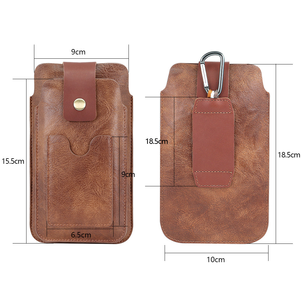 Uniserval Simplicity Pu Leather Retro Belt Pouch Trendy Waterproof Double Layered Mobile Phone Waist Bag Waterproof - Image 2