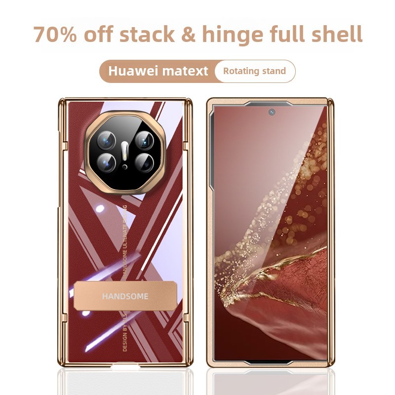 Electroplated Transparent for Huawei MateXT Phantom Premium Feel Phone Case Niche Center Hinge Thin Gold Back Cover Metal Rotating Stand - Image 2