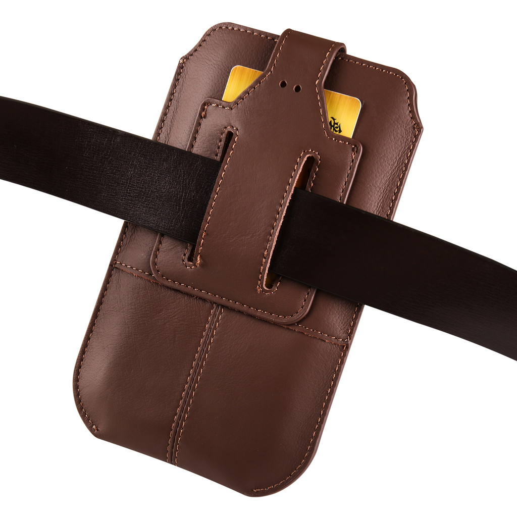 PU Genuine Leather 7.2inch Mobile Phone Pouch Belt Clip Case for 6.7inch PU Crazy Horse Leather Belt Clip Case Bag 6.1inch Men Waist Bag Holster Cover - Image 3